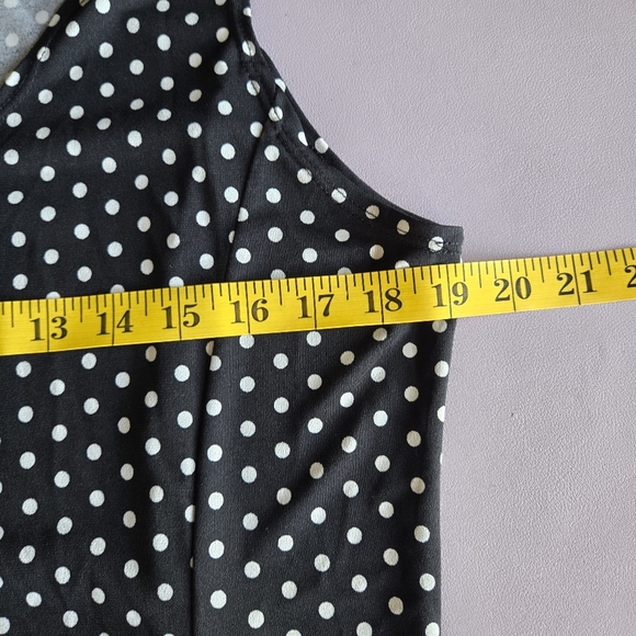 Black and White Polka Dot Skater Dress Women's L Retro Classic Pinup Rockabilly - Picture 10 of 11